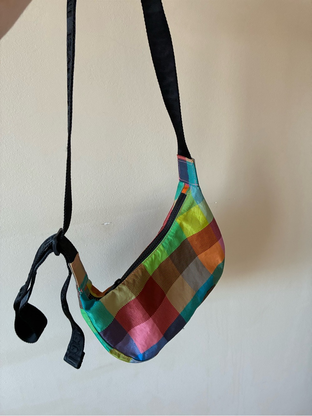 Baggu madras print multicolour small crossbody purse